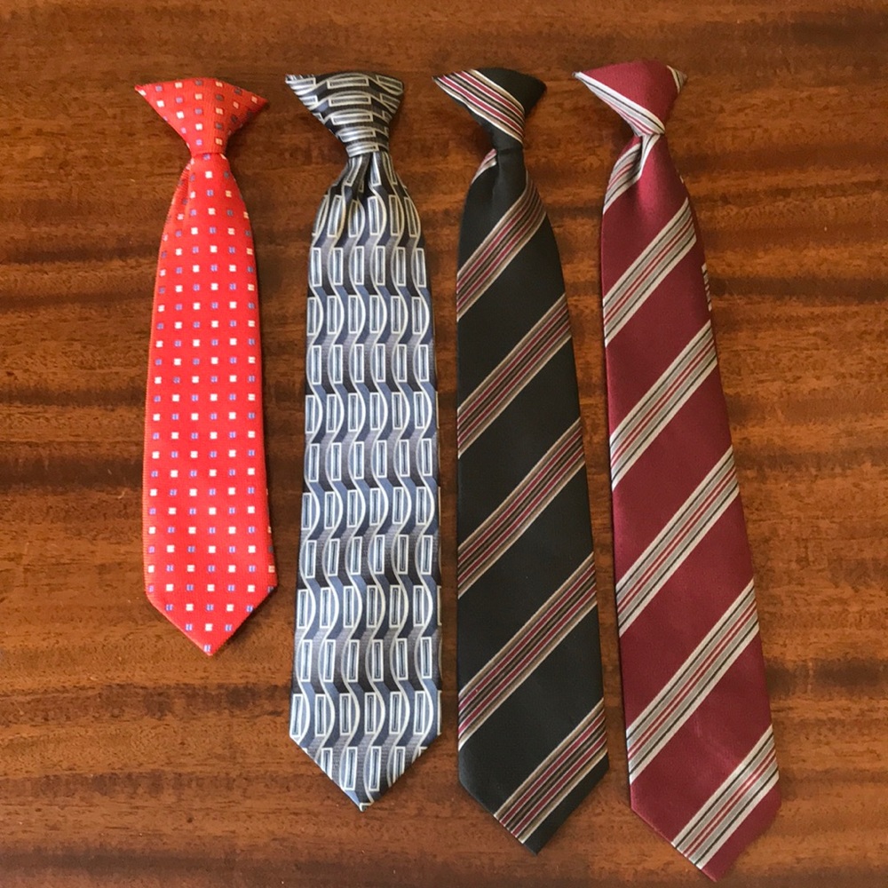 Four youth clip on neck ties